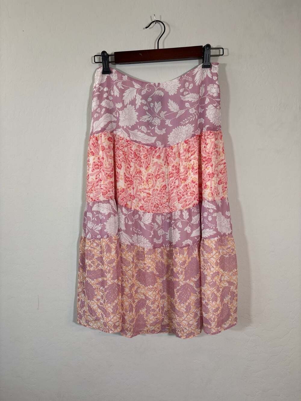 Vintage Axcess by Liz Claiborne Floral Patchwork Tiered Midi Skirt
